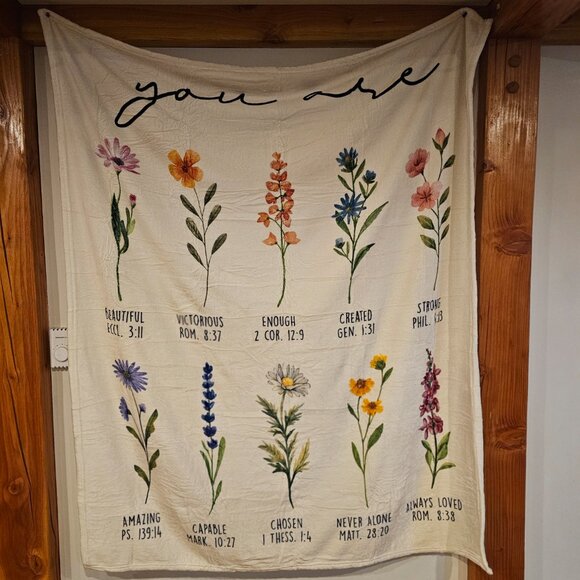 Soft Plush Floral Christian Blanket - You Are Enough - Picture 14 of 15